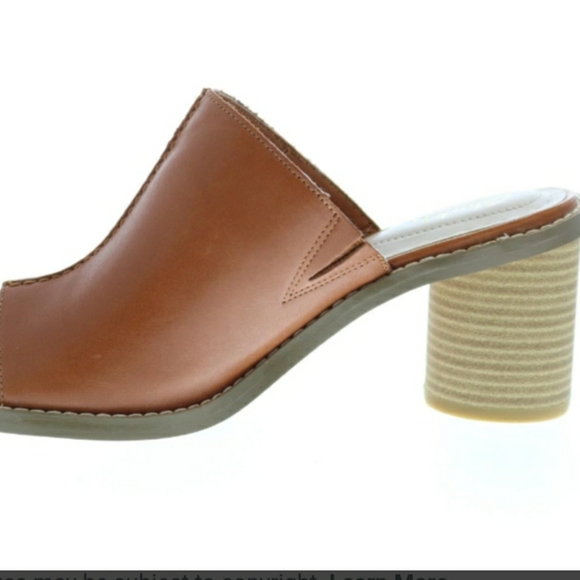 CLARKS GLACIER CHIC TAN GENUINE LEATHER MULES SZ 9.5 🌟 🌟 - Picture 9 of 11